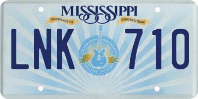 MS license plate LNK710