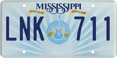 MS license plate LNK711