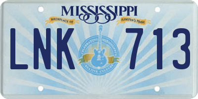 MS license plate LNK713