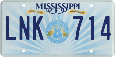 MS license plate LNK714