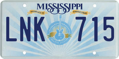 MS license plate LNK715