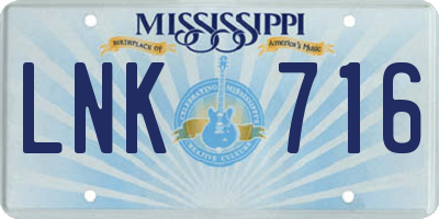 MS license plate LNK716