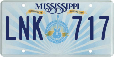 MS license plate LNK717