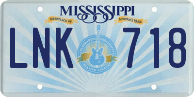 MS license plate LNK718