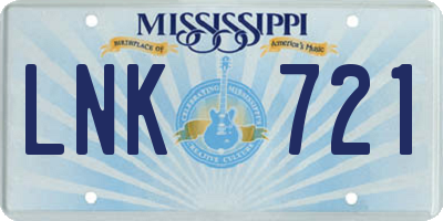 MS license plate LNK721