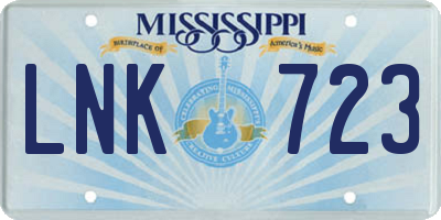 MS license plate LNK723