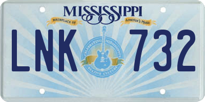 MS license plate LNK732