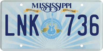 MS license plate LNK736