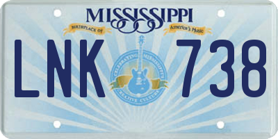MS license plate LNK738
