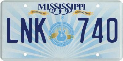 MS license plate LNK740