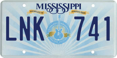 MS license plate LNK741