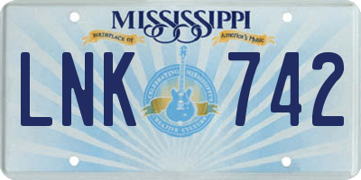 MS license plate LNK742