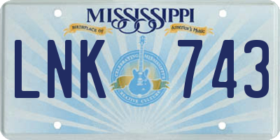 MS license plate LNK743