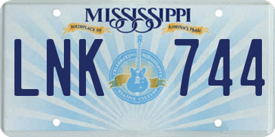 MS license plate LNK744