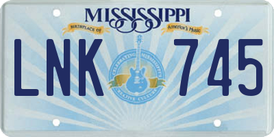 MS license plate LNK745