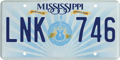 MS license plate LNK746