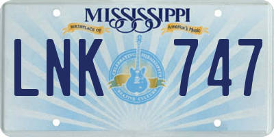 MS license plate LNK747