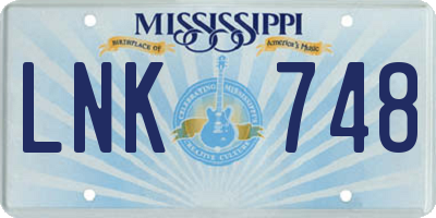 MS license plate LNK748