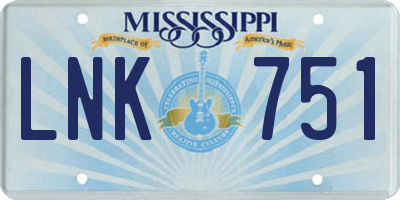 MS license plate LNK751