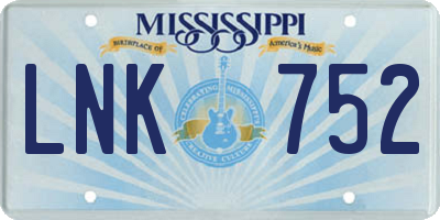 MS license plate LNK752