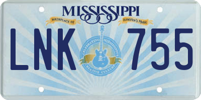 MS license plate LNK755