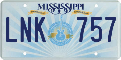 MS license plate LNK757