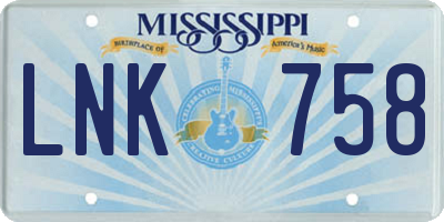 MS license plate LNK758