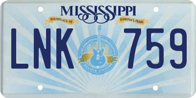 MS license plate LNK759
