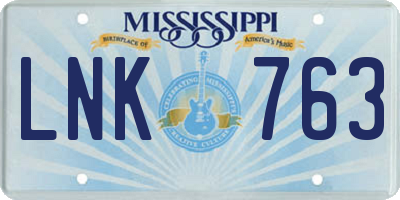 MS license plate LNK763