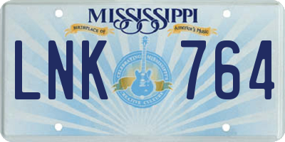MS license plate LNK764