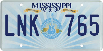 MS license plate LNK765