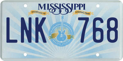 MS license plate LNK768