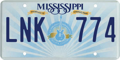 MS license plate LNK774
