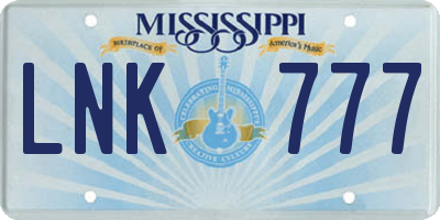 MS license plate LNK777