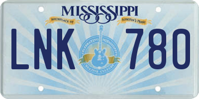 MS license plate LNK780
