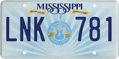 MS license plate LNK781