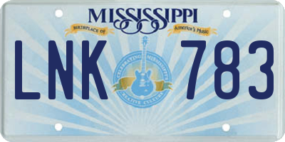 MS license plate LNK783