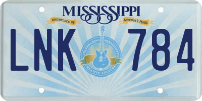 MS license plate LNK784