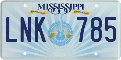 MS license plate LNK785