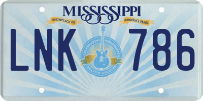 MS license plate LNK786