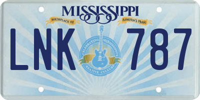 MS license plate LNK787