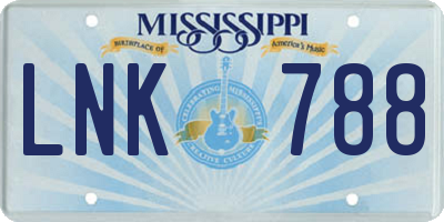 MS license plate LNK788