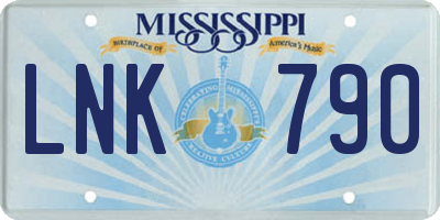 MS license plate LNK790