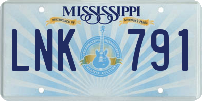 MS license plate LNK791