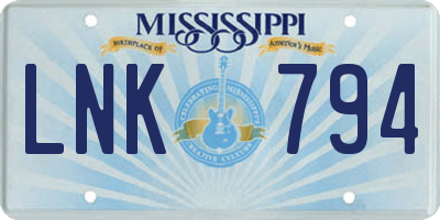 MS license plate LNK794