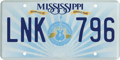 MS license plate LNK796