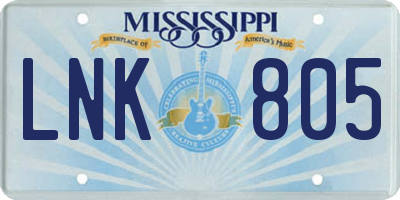MS license plate LNK805