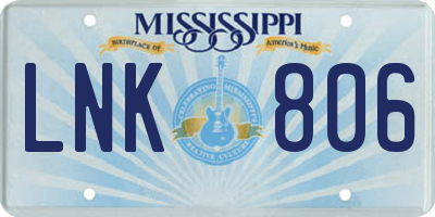MS license plate LNK806
