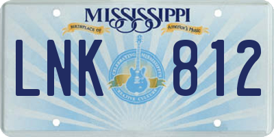 MS license plate LNK812