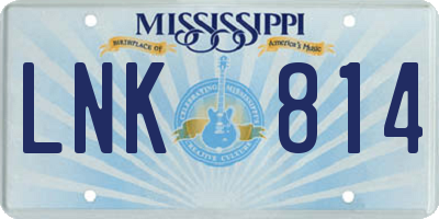 MS license plate LNK814
